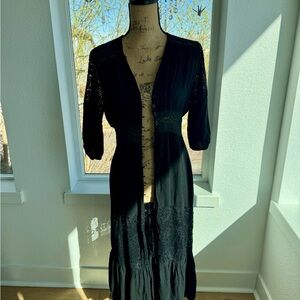 Black Crochet-Detail Midi beach cover